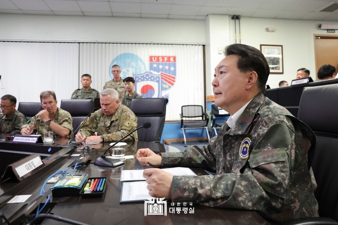 尹 대통령 연합사 전시 지휘소 순시 <br>
<br>
<br>
대통령실 