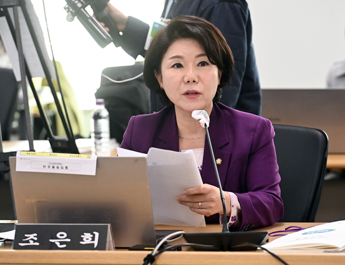 국민의힘 조은희 의원 이 상임위에서 발언을 하고있다 