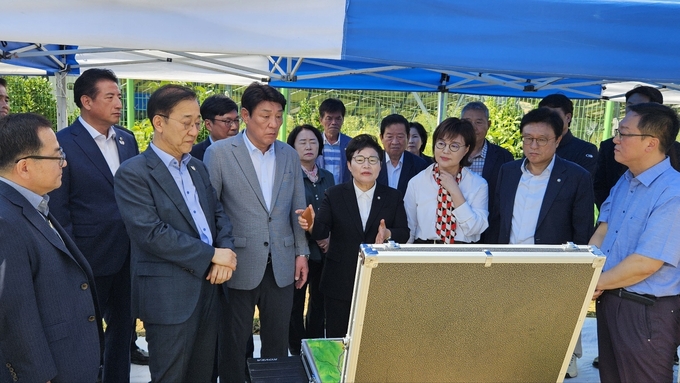 국민의힘 임이자 의원이 TK신공항 건설 예정지 방문<br>
현장에서 주민의 소리를 듣고있다 <br>
<br>
임이자의원실 